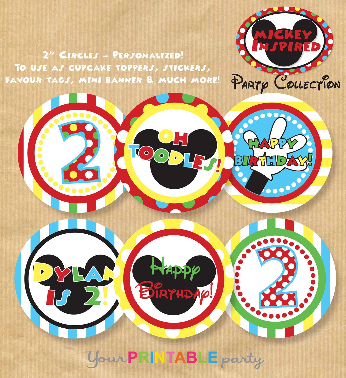 Mickey Cupcake Toppers. 24PCS Cartoon Mouse Birthday Cupcake Toppers ...