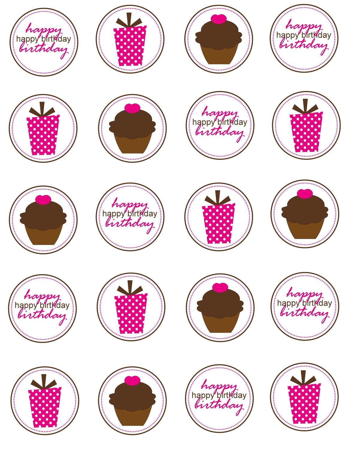 Birthday Cupcake Toppers. 24 Pack Happy Birthday Cupcake Toppers ...